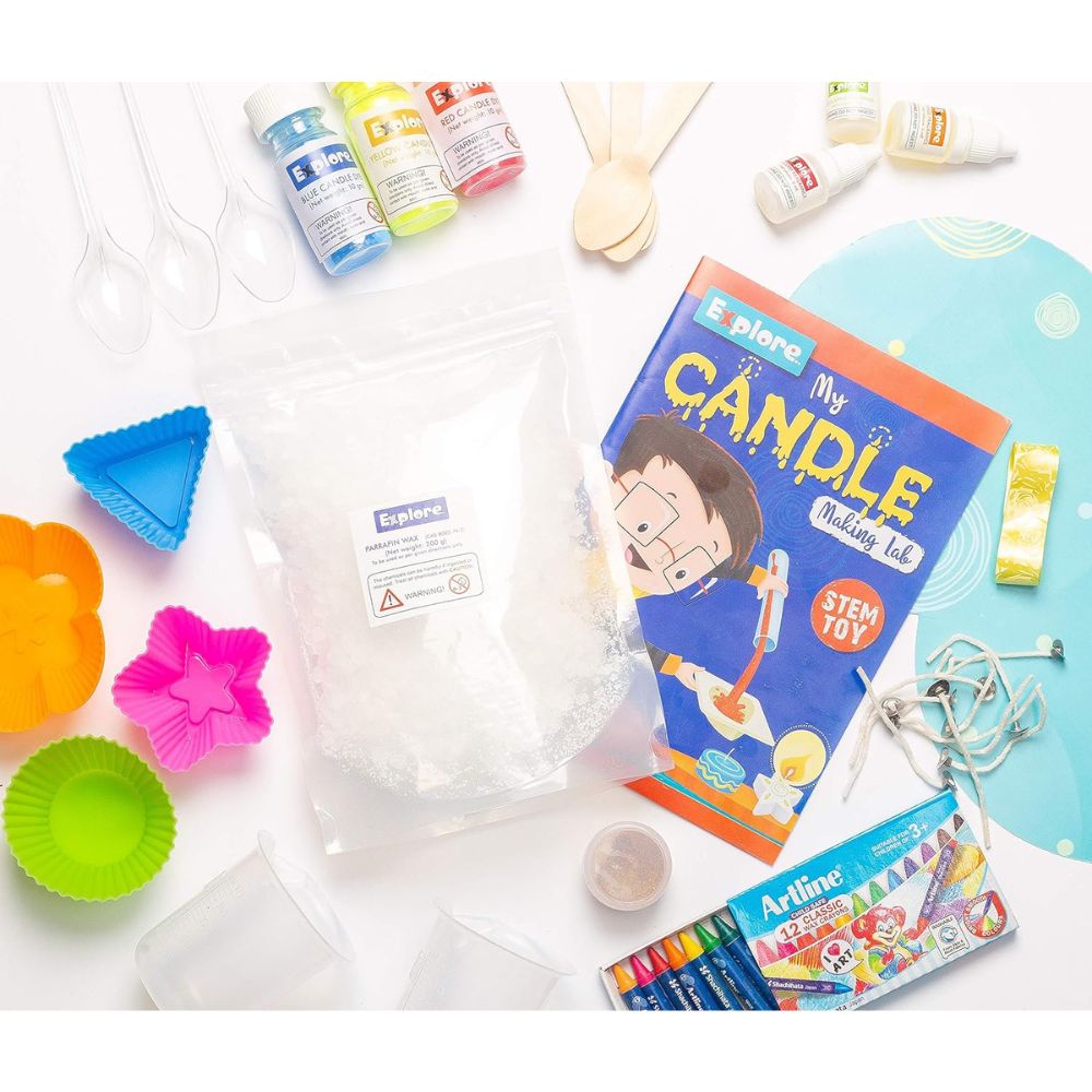 Explore My Candle Making Lab DIY activity kit, educational toy set for kids with candle making materials and tools for ages 6 and up.