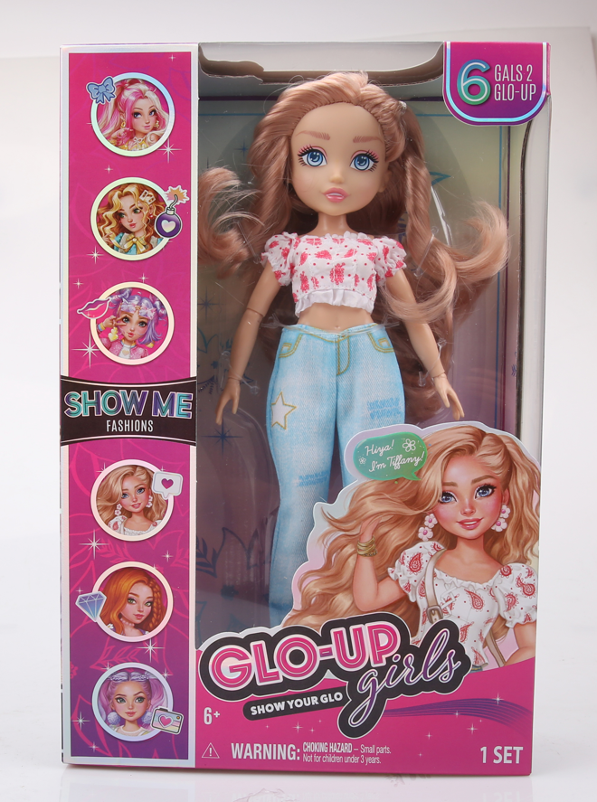 Playzokids Far Out Toys GLO-UP Girls Tiffany doll with colorful clothing and accessories, showcasing her vibrant style. Main image