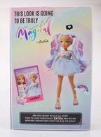 Playzokids Far Out Toys GLO-UP Girls Sadie doll with colorful hair and stylish outfit, smiling and posing in a playful setting.