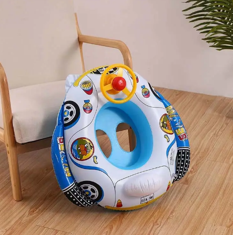 Baby Pool Float – Inflatable Car Seat Swim Ring with Steering Wheel