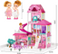 Dollhouse Playset – Large Multi-Story Pink Dream House with Slide & Furniture