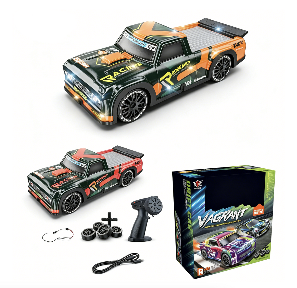Vagrant" RC Drift Pickup Truck – 4WD w/ Extra Tires & LED Lights