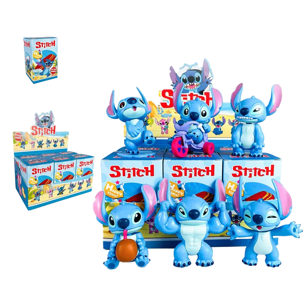 Colorful Stitch Surprise Figure from Disney with large eyes and playful expression, perfect for collectors and fans.