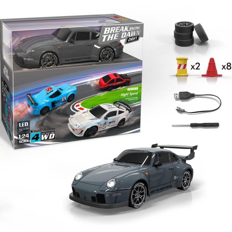 RC Drift Car – 1:24 Scale 4WD Sports Car with LED Lights & Accessories