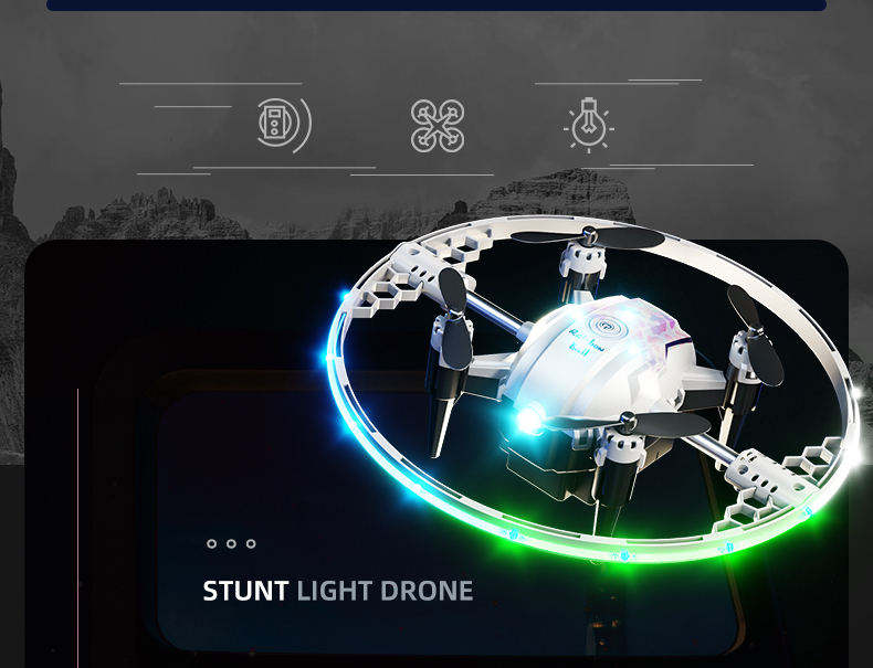 RC Mini Drone – Rainbow LED Light-Up Flying Toy with Remote