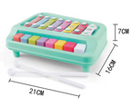 Mini music piano toy with eight keys designed for babies, featuring colorful buttons and playful knock organ sounds.