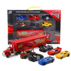 Seven-piece Disney Pixar Cars 3 toy set featuring colorful plastic race cars and characters from the animated film.