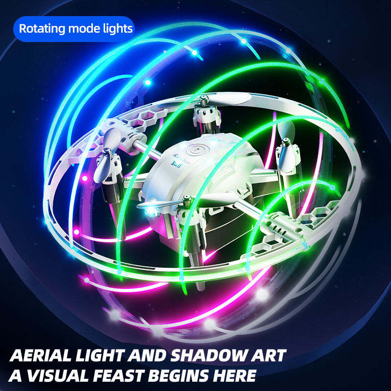 RC Mini Drone – Rainbow LED Light-Up Flying Toy with Remote