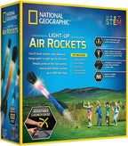 Playzokids National Geographic light-up air rockets in vibrant colors ready for launch against a blue sky.