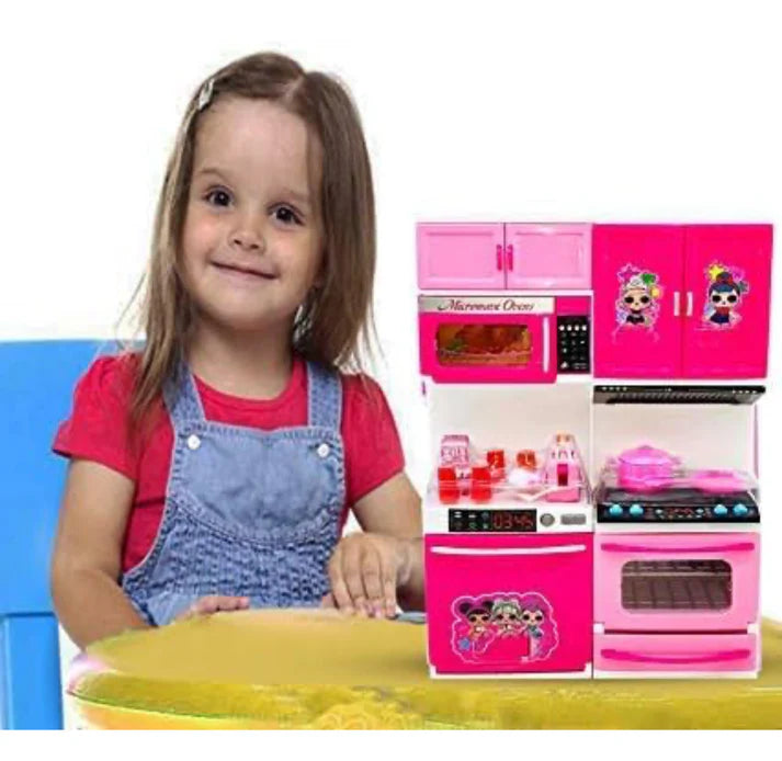 Colorful LOL Surprise Toy Kitchen Set with play utensils, dishes, and accessories for imaginative pretend play.