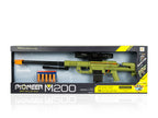 Playzokids Pioneer M-200 Soft Bullet Gun, colorful toy gun with soft foam bullets for safe indoor play.