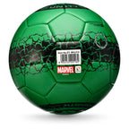 Green Marvel Hulk football with bold black and white detailing, featuring Hulk's muscular arm and iconic logo on the surface.