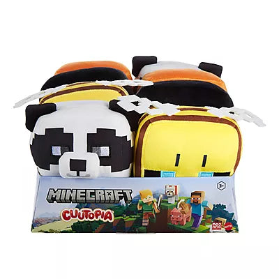 Colorful Mattel Minecraft 12cm plush toy featuring various character designs from the popular video game.
