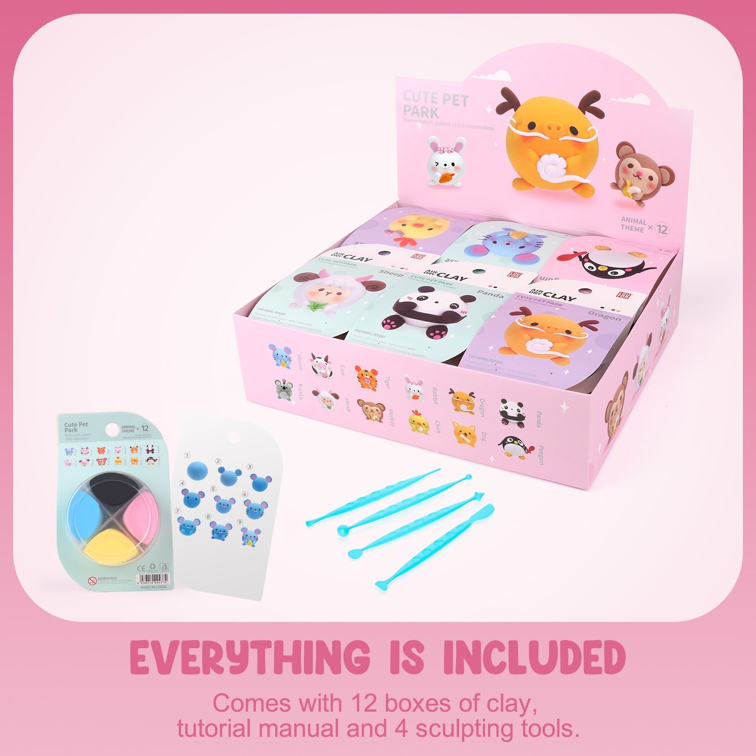 Air Dry Clay - Cute Pet Park 12 pcs set – Montessori Sensory Play & Creative Gift for Kids Secondary image