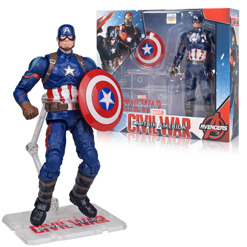 Marvel Captain America Hero action figure, 7-inch size, featuring iconic shield and costume, detailed pose in dynamic stance. Main image