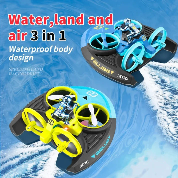 RC Flying Drone Car with LED Lights & Protective Cage