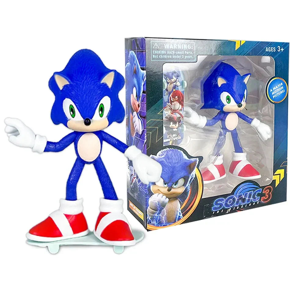 Playzokids Sonic The Hedgehog Movie Edition figure, 16cm tall, featuring Sonic in dynamic pose with detailed blue and red design. Main image