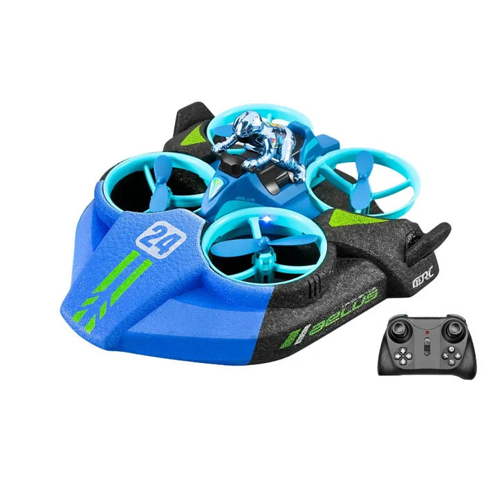 RC Flying Drone Car with LED Lights & Protective Cage