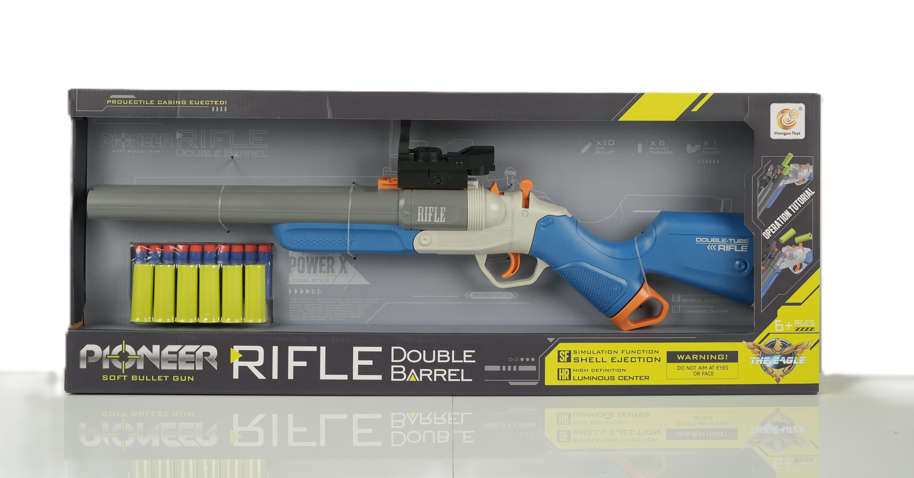 Playzokids Pioneer automatic rifle soft bullet gun with realistic design and colorful details for safe play. Main image