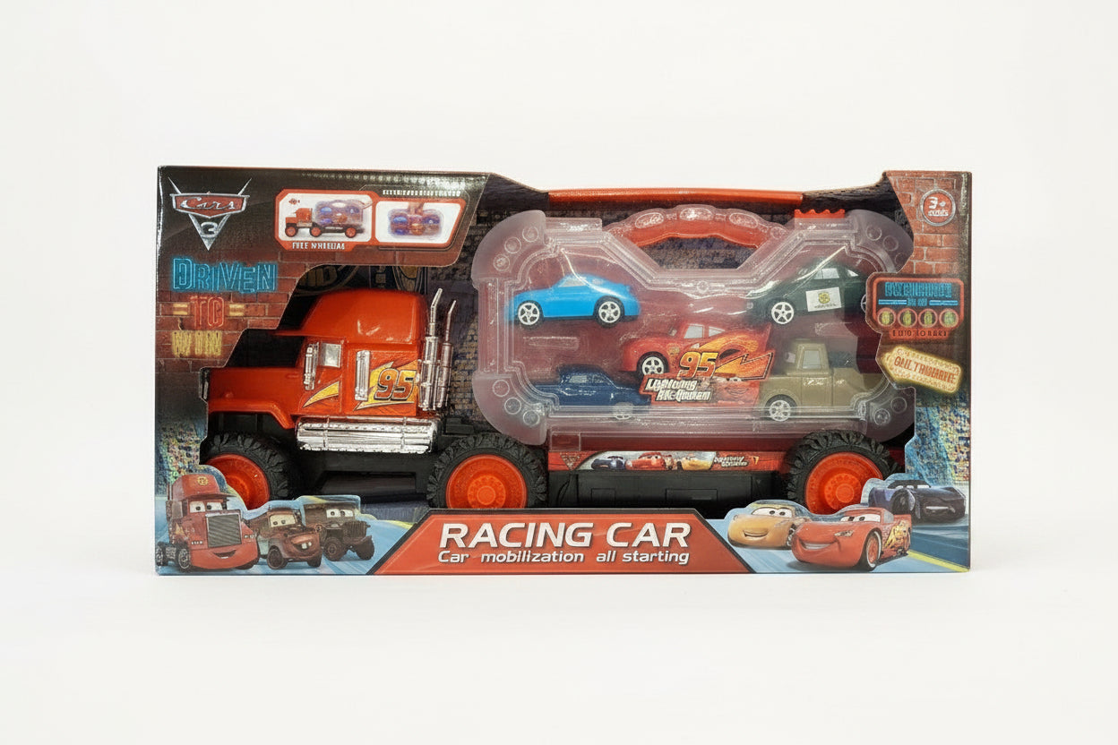 Playzo Lightning McQueen racing car toy model from the Cars series, detailed red toy car with racing decals. Main image