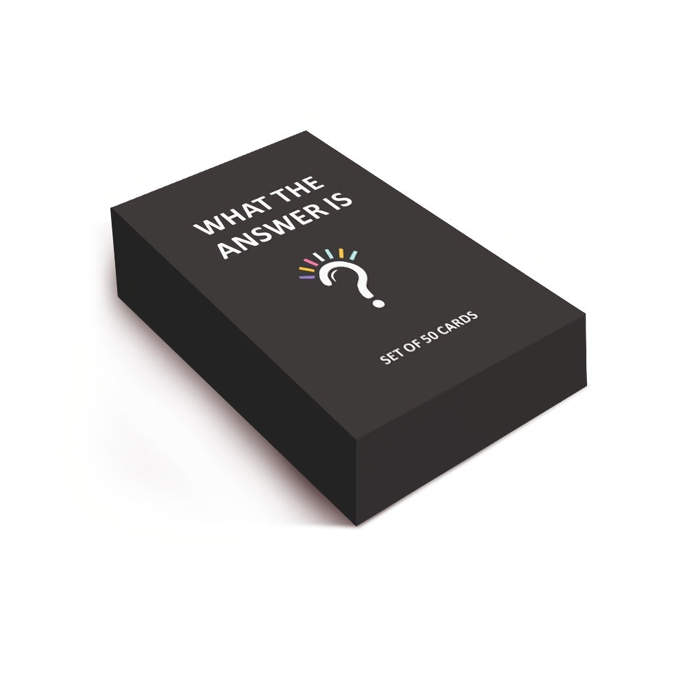 Set of 50 "What is the Answer?" cards by SMILE TALK, featuring colorful question cards for fun and engaging activities.