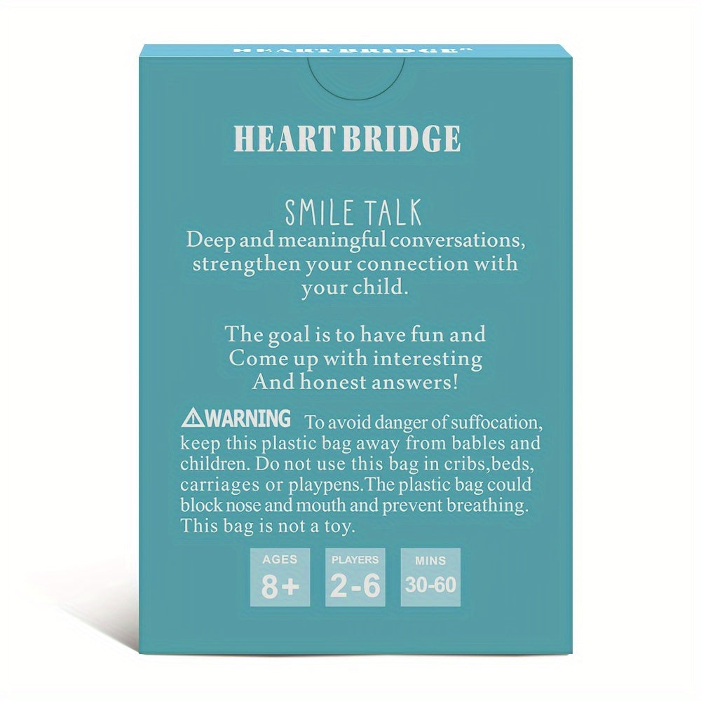 SMILE TALK Parent-Game Cards box featuring colorful cards with prompts for engaging family conversations and activities.