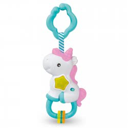 Tanny Kids funny unicorn baby rattle with lights and melodies, suitable for 3-month-old infants, designed to entertain and soothe.