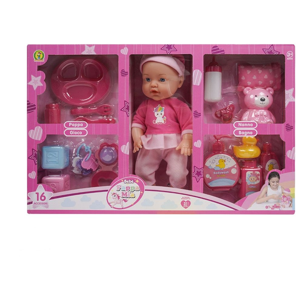 Mother Love Baby Doll & Accessories Feeding + Playing + Sleeping + Bathing
