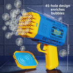 Portable automatic bubble gun with 45 holes, handheld bubble machine by Generic producing colorful bubbles for outdoor fun.