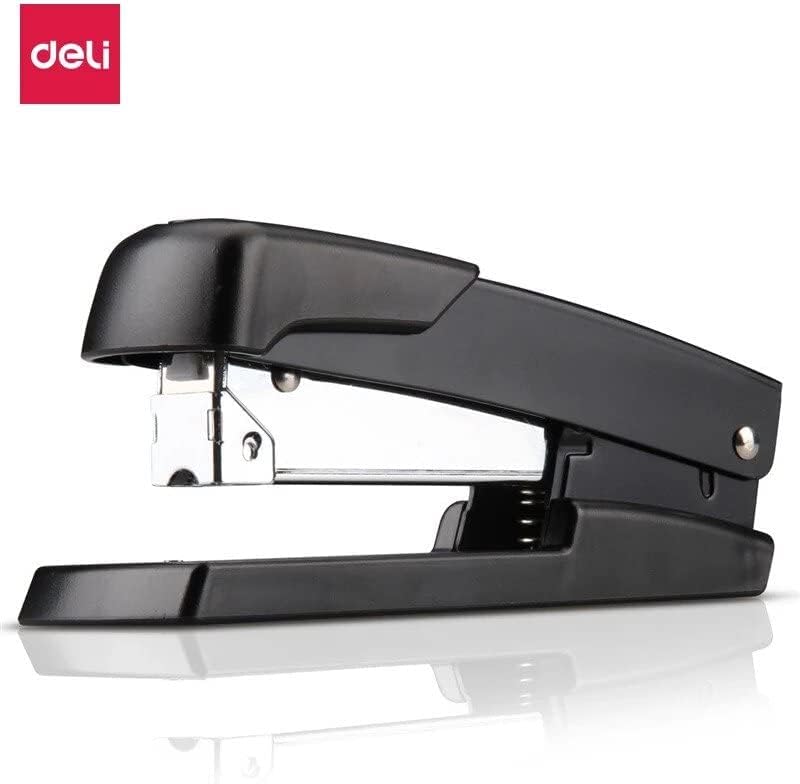 Black Playzokids Deli 24/6 and 26/6 stapler holding a stack of 50 sheets for binding and office use