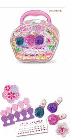 PECOWARE Pecoware Sparkling Nail Set with colorful, glittery nail polishes and decorative nail tools on a white background.