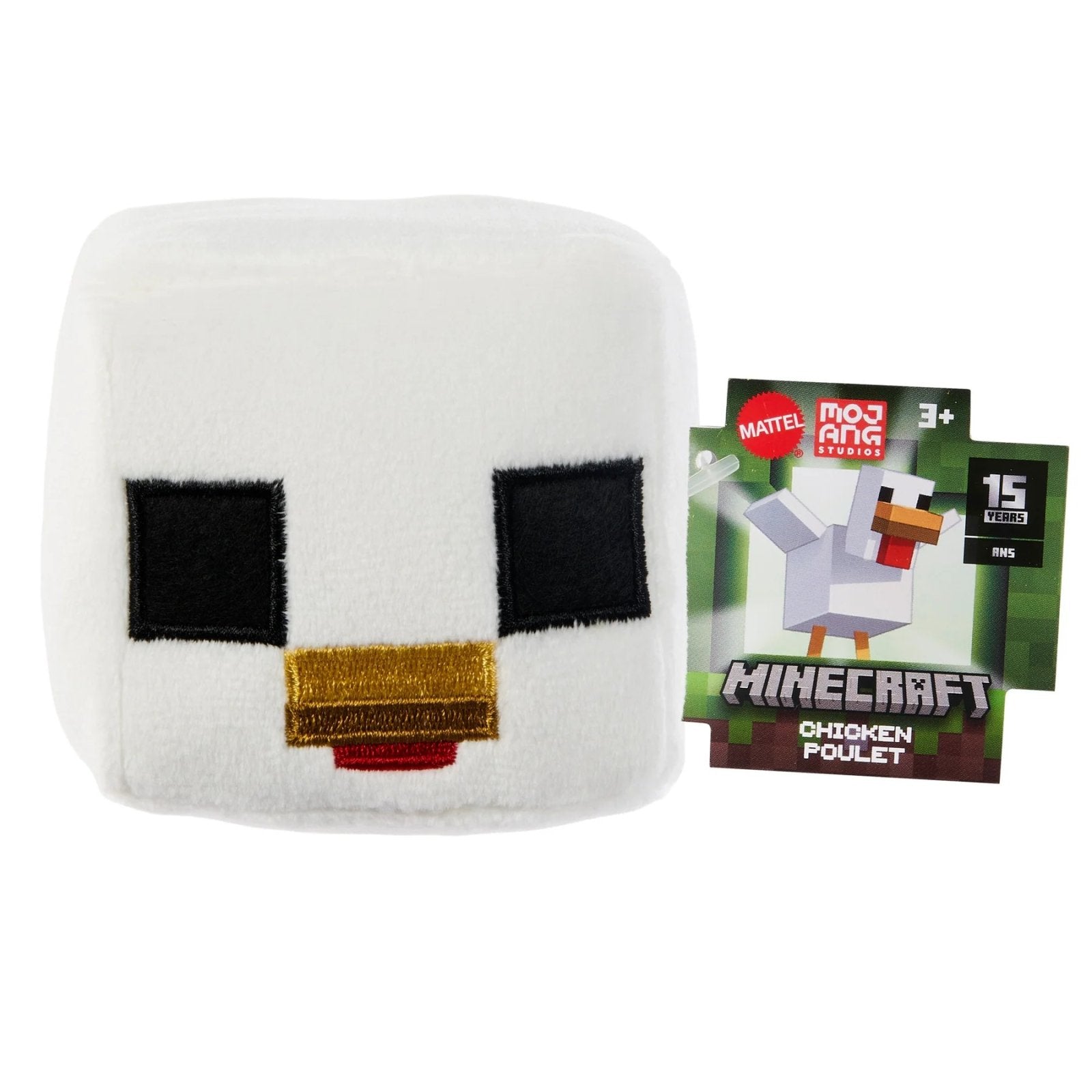 Mattel Minecraft Mini Mode soft toy featuring a pixelated Minecraft character in vibrant colors, perfect for fans and collectors.