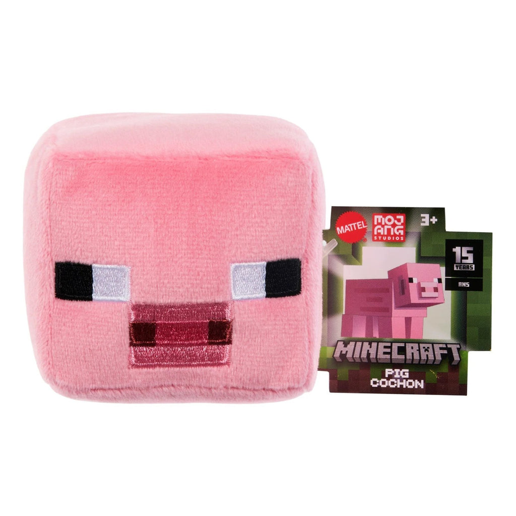 Minecraft Mini Mode soft toy by Mattel featuring a small, plush figure of a Minecraft character with detailed pixelated design.