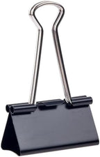 Set of 12 black 51mm binder clips from Playzokids, shown in a row with some clips open, ideal for organizing papers.