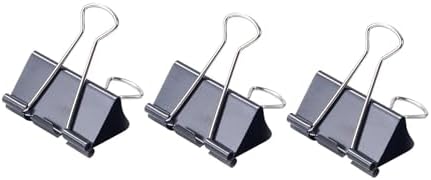 Set of 12 black 51mm Playzokids binder clips shown in clip2.jpg, ideal for organizing papers and office supplies.