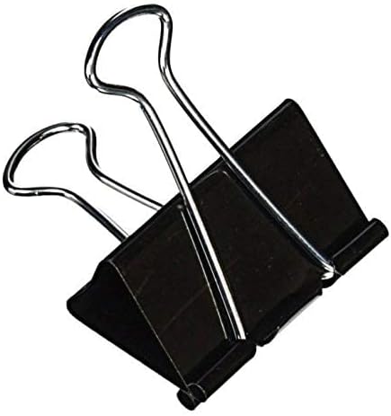 Black 19mm binder clips by Playzokids, set of 12, showing metal handles and compact clip design for organizing papers.
