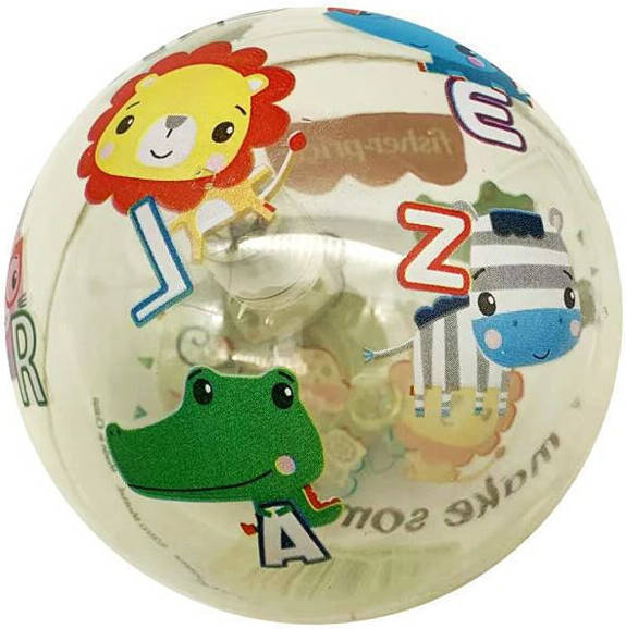 Fisher-Price Children's Flash Ball 12-pack display showing colorful plastic balls with flashing lights and playful designs. Main image