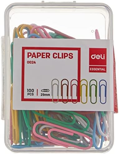 Colorful paper clips from Playzokids, 29mm deli colored paper clips, 100-pack for organizing and crafting. Main image
