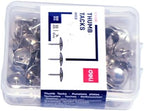 Set of 100 Playzokids Deli Thumb Tacks, showing colorful metal push pins on a white background for office or craft use.
