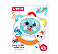 Winfun Baby Shaker Tambourine with colorful jingles and easy-grip handle, perfect for young children to enjoy musical play.