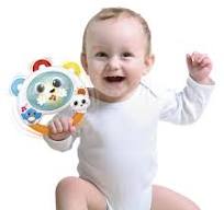 Winfun Baby Shaker Tambourine with colorful handle and jingling metal bells, perfect for young children’s musical play.