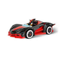 Carrera RC Sonic Racer Team Dark remote control car on a race track with blue and black design details. Main image