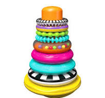 Winfun Sensory Wobble Stacker Toy with colorful stacking rings and wobbling base for sensory play and fine motor development.