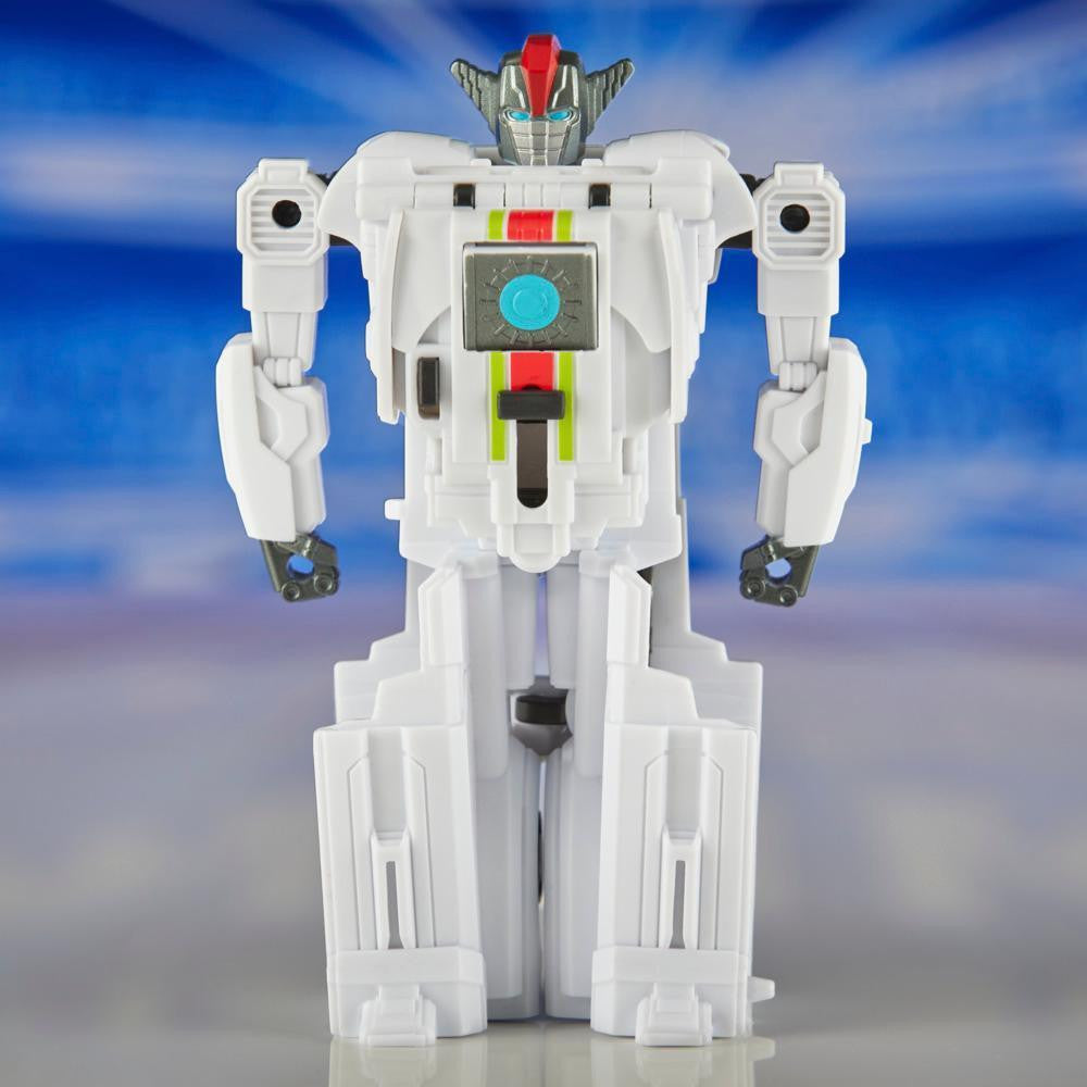 Hasbro Transformers COG Wheeljack action figure with detailed robot design and vibrant colors, posed in robot mode.