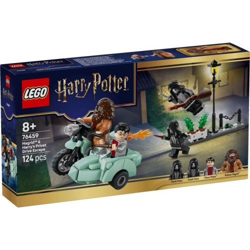 LEGO Harry Potter Hagrid and Harry escaping Privet Drive with detailed mini-figures and iconic scene from the Harry Potter series. Main image