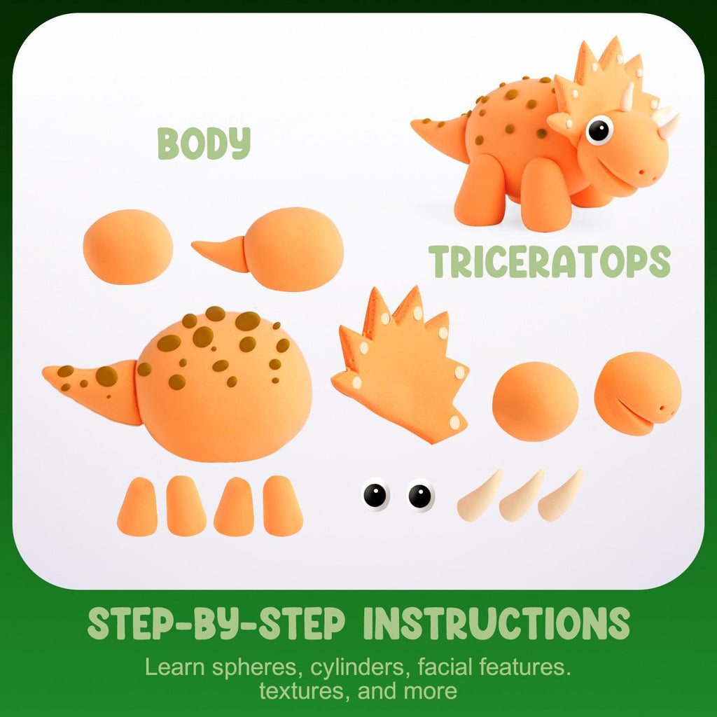 Playzokids Air Dry Clay Kit with dinosaur molds for Montessori educational dinosaur adventure crafts and creative play.