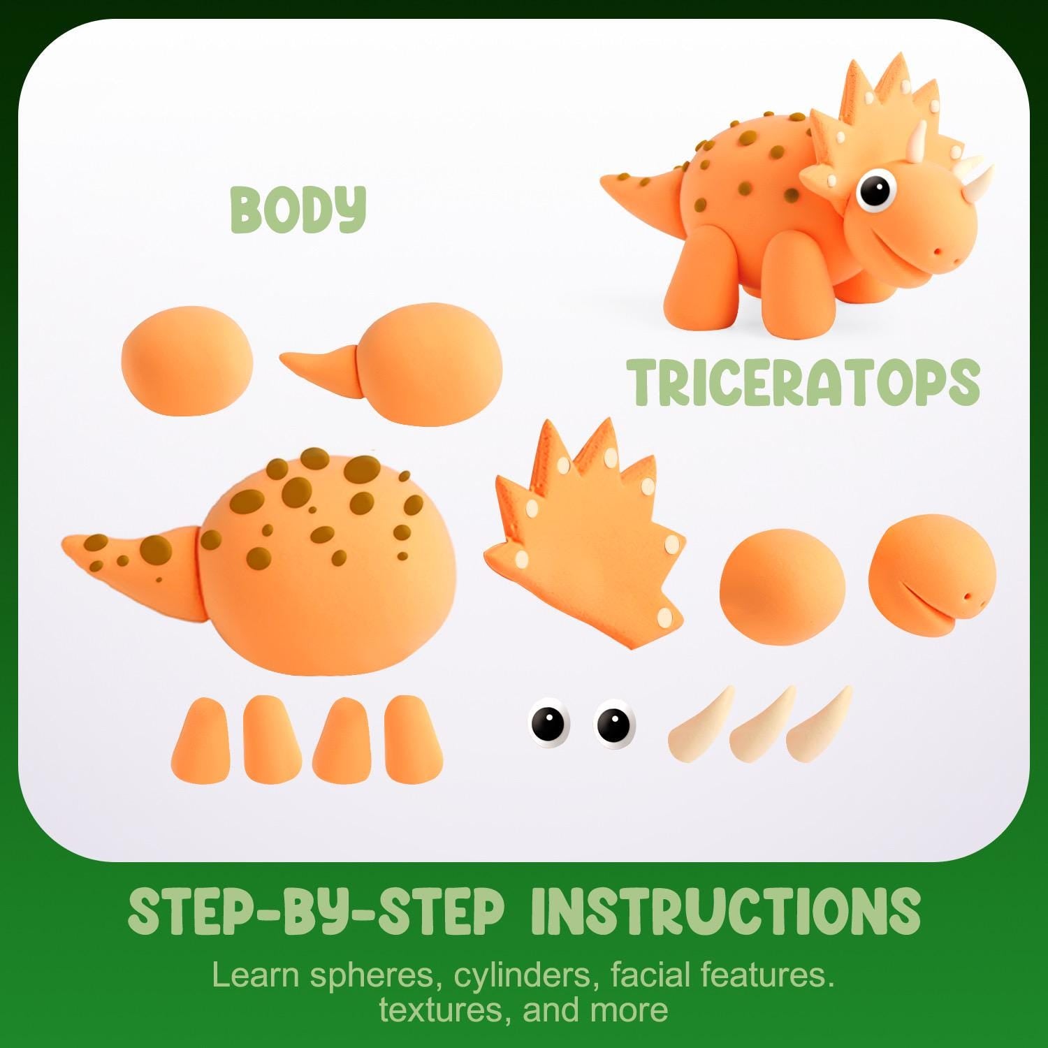 Playzokids Air Dry Clay Kit with dinosaur molds for Montessori educational dinosaur adventure crafts and creative play.