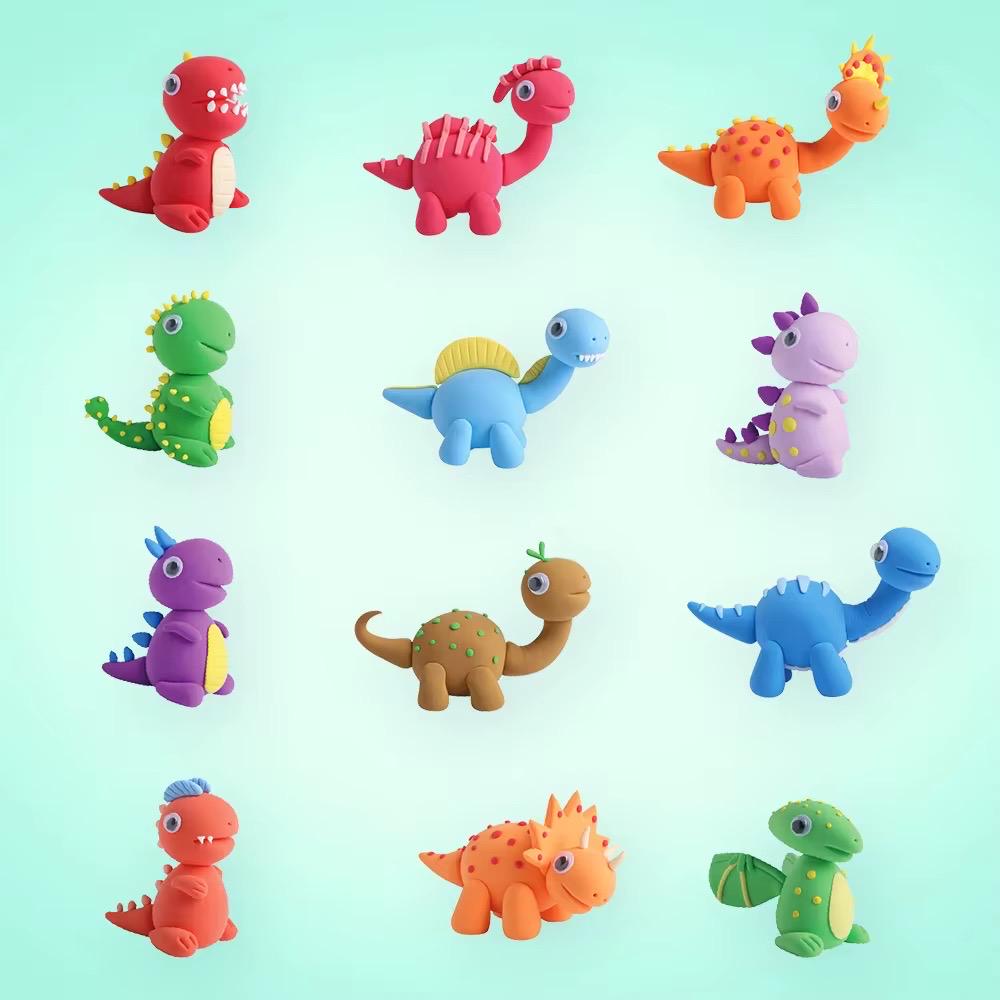Playzokids Air Dry Clay Kit featuring dinosaur molds for Montessori educational dinosaur adventure play and creative modeling.