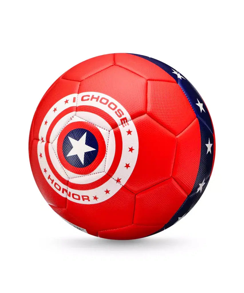 MARVEL Captain America red football with eagle emblem and bold design, perfect for sports and fans of the superhero.