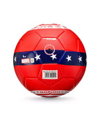 Marvel Captain America red football with logo and detailed design, perfect for fans and sports enthusiasts.